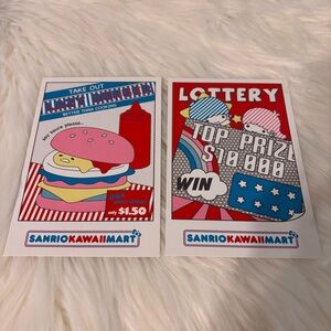 Sanrio Kawaii Mart Lazy Burger & Lottery Postcards